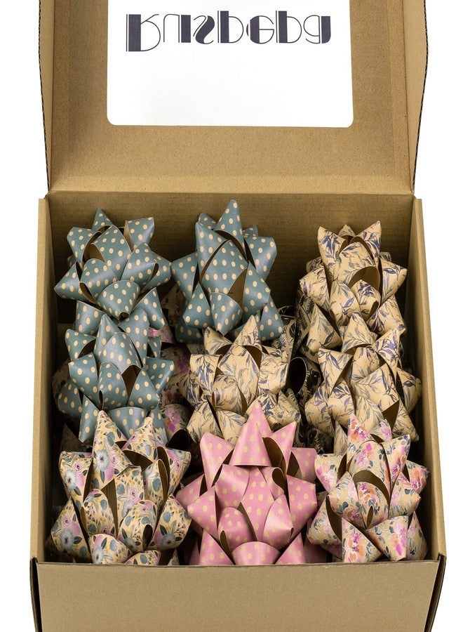 RUSPEPA Kraft Paper Gift Bow Assortment - Flower, Plants and Dot Design for Mother's Day, Holiday, Birthday, Wedding, Baby Shower - Total 15 Bows, 3 Size - Image 4
